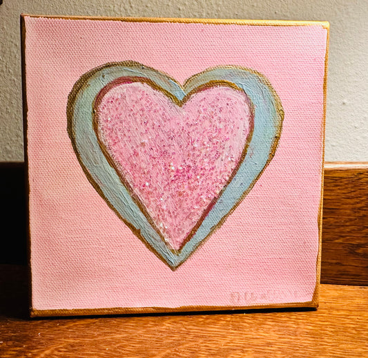 Glitter Pink Heart 6x6