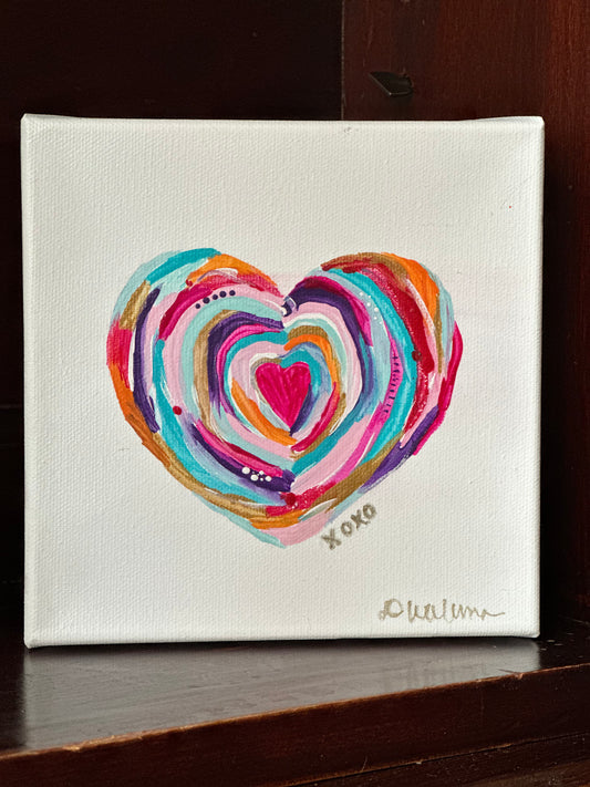 Colorful Heart on Canvas. 6x6